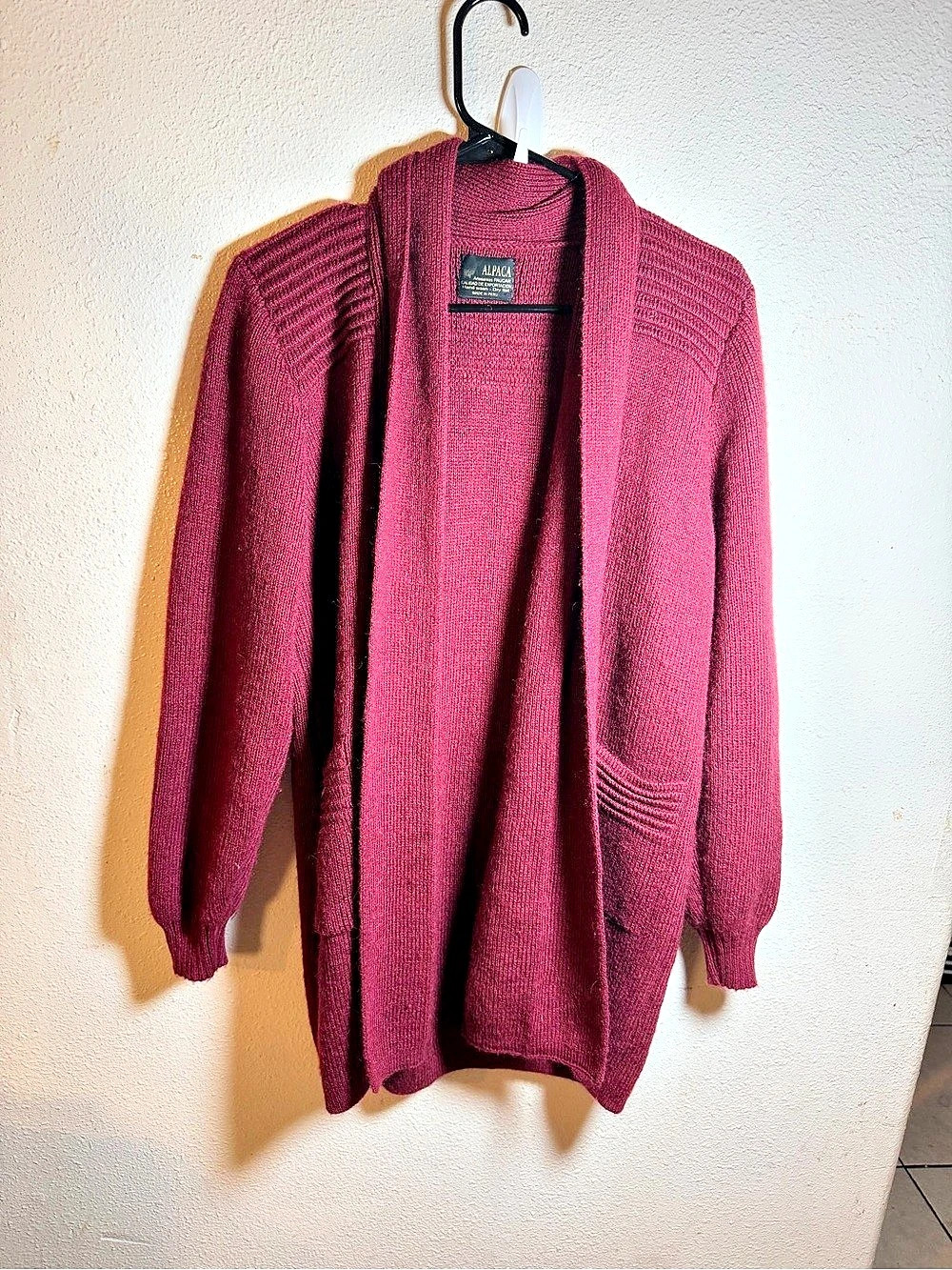 Alpaca Artesanias Paucar Open Front Alpaca Cardigan in Pink